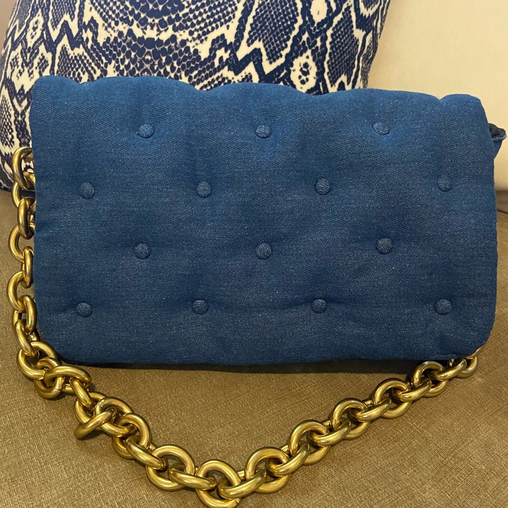 Zara Quilted Denim Shoulder Bag